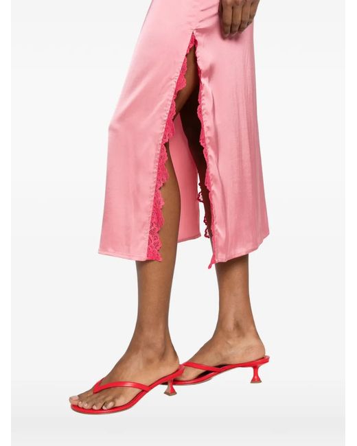 Vaillant Studio Pink Lace-Trimmed Midi Skirt