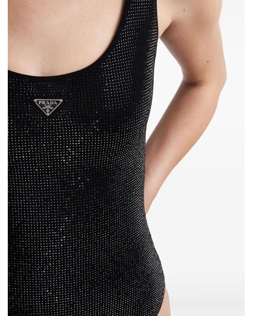 Bañador Con Strass Prada de color Black
