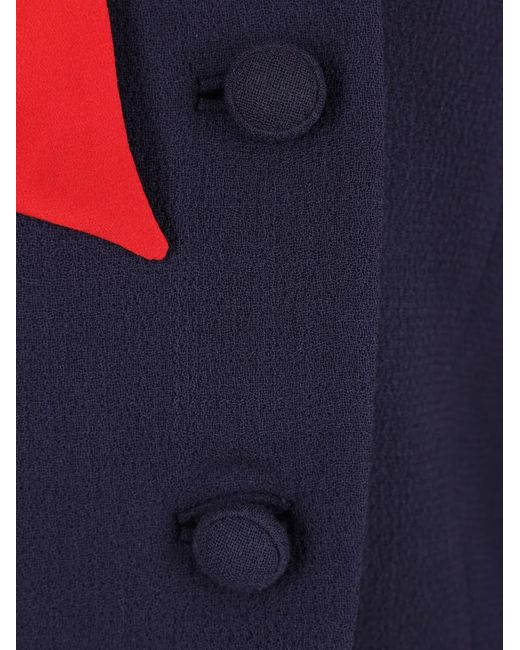Valentino Garavani Blue Bow-Detail Wool Jacket