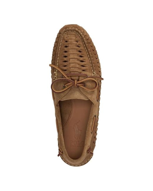 Polo Ralph Lauren Brown Woven Leather Loafers for men
