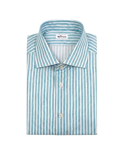 Kiton Blue Striped Shirt for men