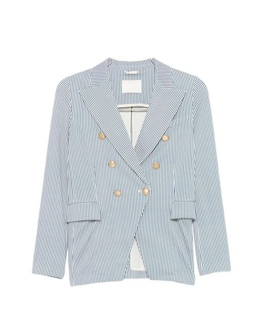Circolo 1901 Blue Striped Double-Breasted Jacket