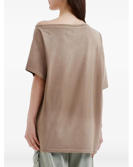 Musium Div. Gray Print Boat Neck T-Shirt