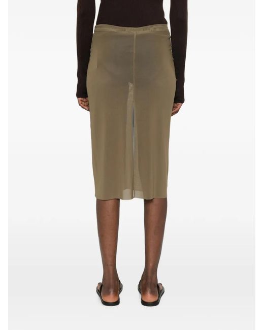 Frankie Shop Green Suva Sheer Pencil Midi Skirt