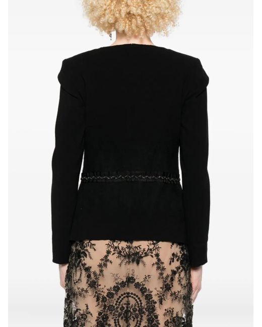 Gemy Maalouf Black Embellished Puff-Sleeve Jacket