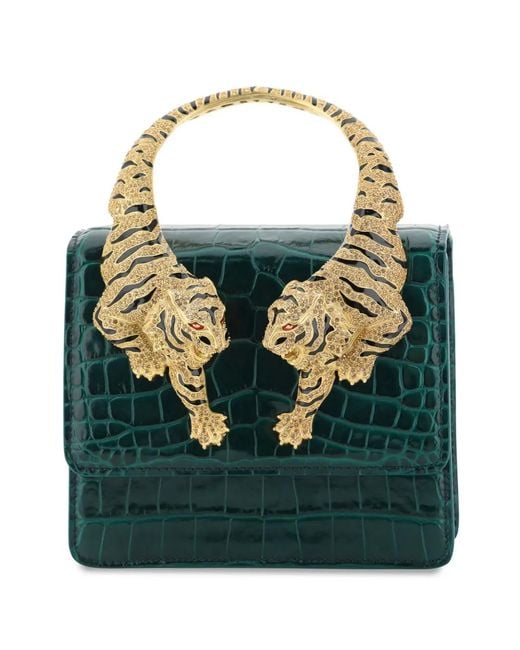 Roberto Cavalli Blue Medium Roar Top-Handle Bag