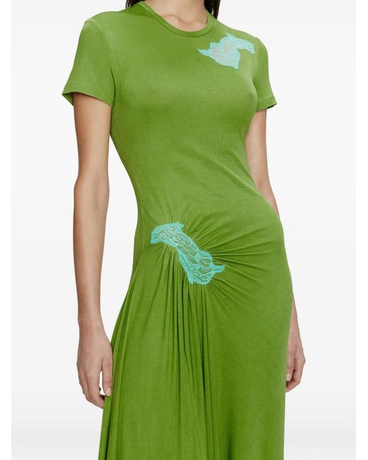 Christopher Esber Green Delphin Lace-Panelled Midi Dress