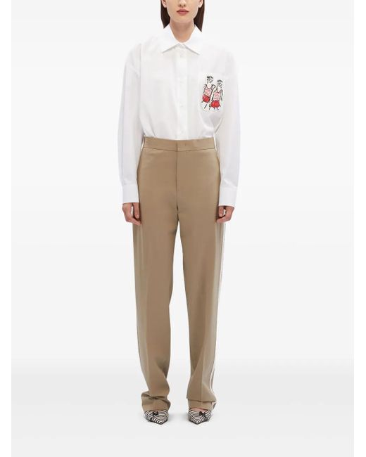 MSGM Natural Stripe-Detail Trousers