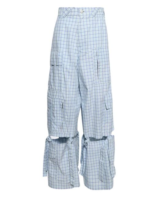 Natasha Zinko Blue Checked-Pattern Cargo Trousers