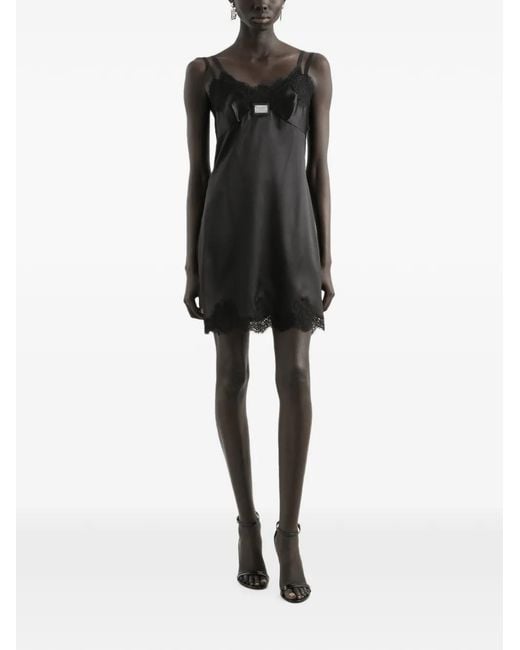 Dolce & Gabbana Black Lace-Trim Mini Dress