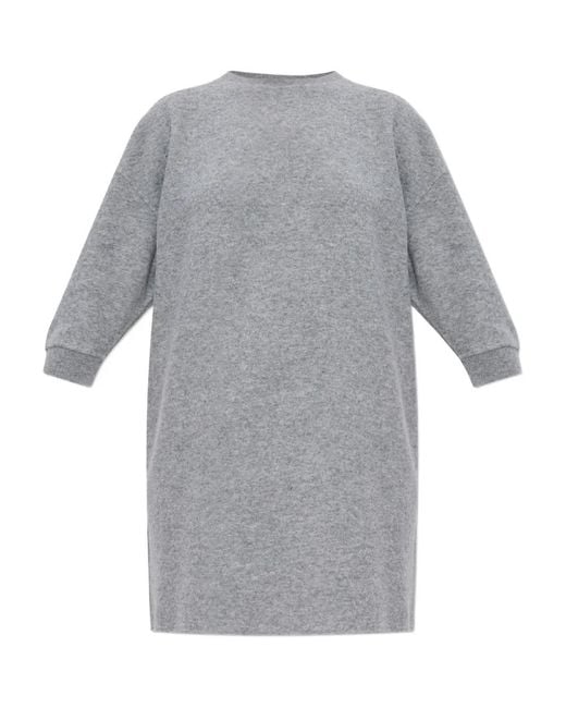 Max Mara Gray Three-Quarter Sleeves Midi Dress