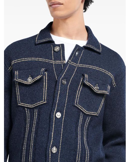 Barrie Blue Knitted Denim Jacket for men