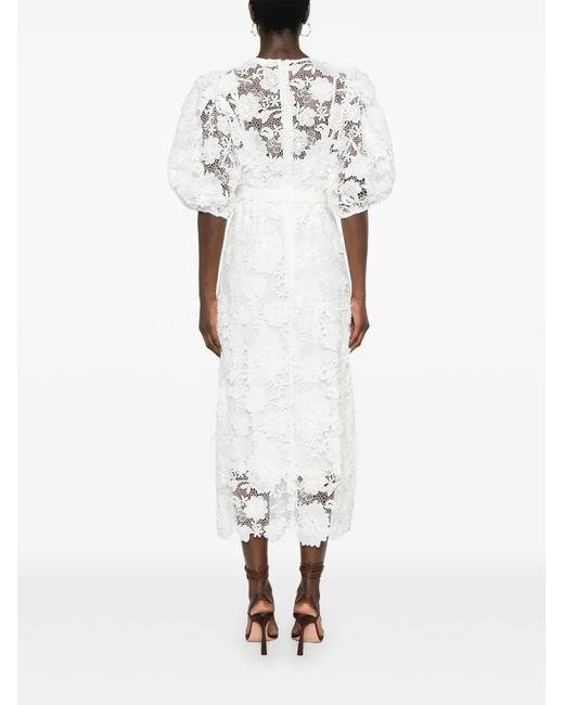 Zimmermann White Halliday Lace Flower Midi Dress