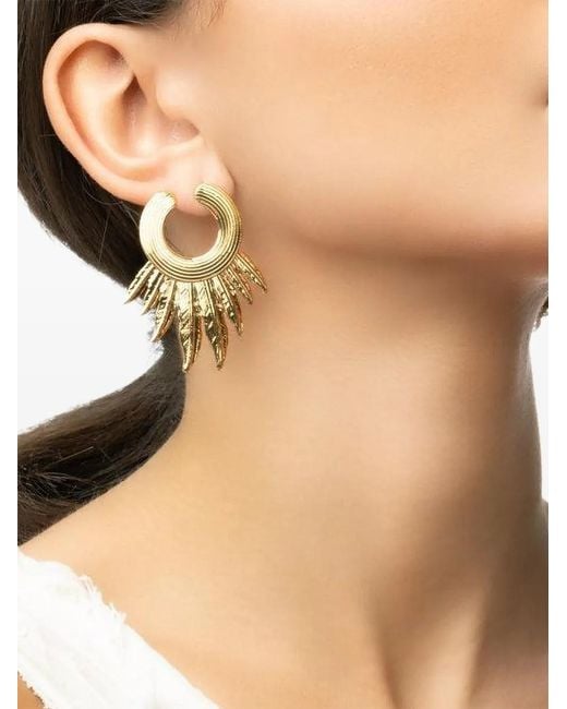 Gas Bijoux Metallic Caracara Feather-Detail Hoop Earrings