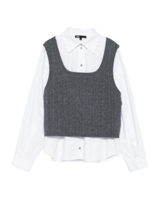 Maje Gray Ribbed Layer Shirt