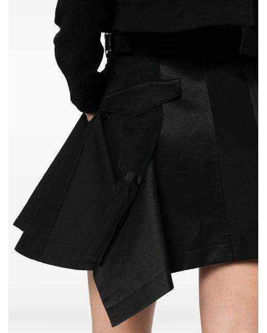 Sacai Black Pleated Panel Skirt