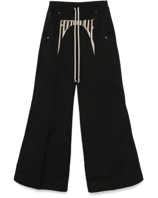 Rick Owens Black Organic Cotton Drawstring Trousers for men