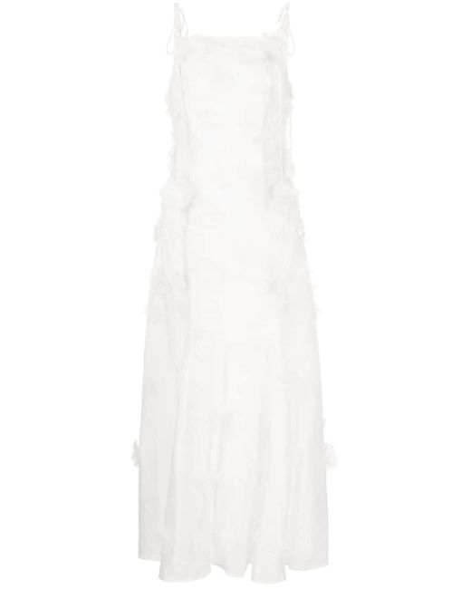 Rachel Gilbert White Whitley Floral-appliqué Midi Dress