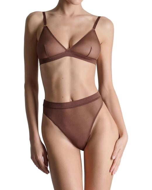 Maison Close Brown Corps À Corps Mesh Triangle Bra
