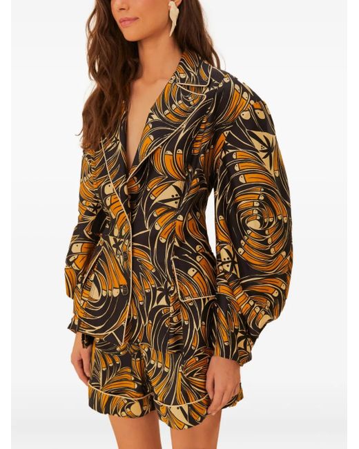 Farm Rio Brown Graphic-print Oversized Jacket