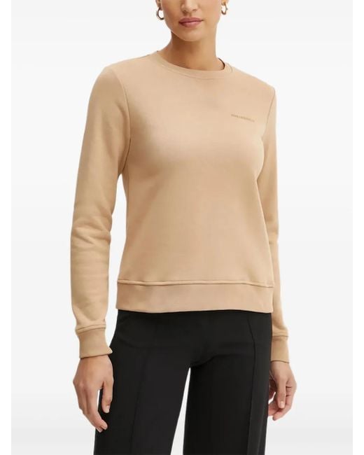 Karl Lagerfeld Natural Logo-Embroidered Sweatshirt