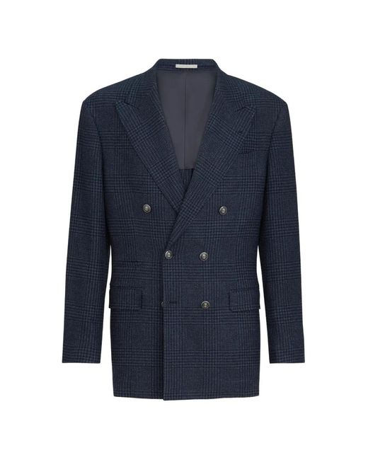 Brunello Cucinelli Blue Blazer À Boutonnière Croisée for men