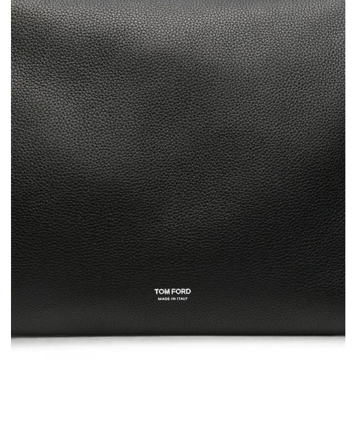 Tom Ford Black Grained Leather Laptop Bag for men