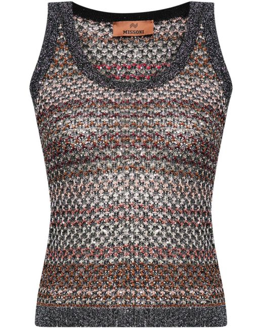 Missoni Brown Crochet-effect Weave Top