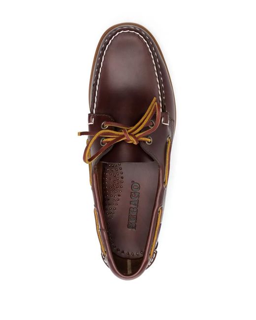 Sebago Brown Leather Boat Shoes for men