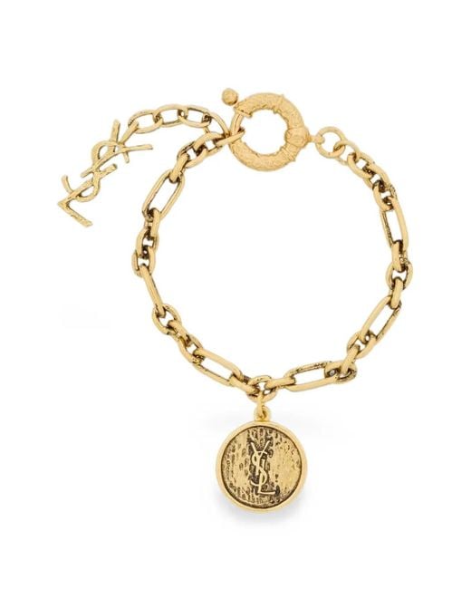 Saint Laurent Metallic Cassandre Medallion Bracelet