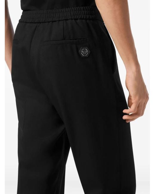 Philipp Plein Black Pressed-Crease Trousers for men