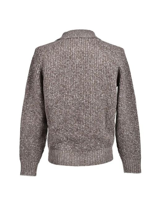 Brunello Cucinelli Gray Button-Placket Polo Shirt for men