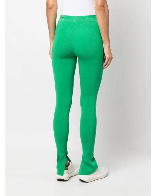 Patrizia Pepe Green Logo-Waistband Mid-Rise Trousers