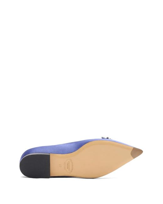 Scarosso Blue Iris Crystal-Embellished Ballerina Shoes