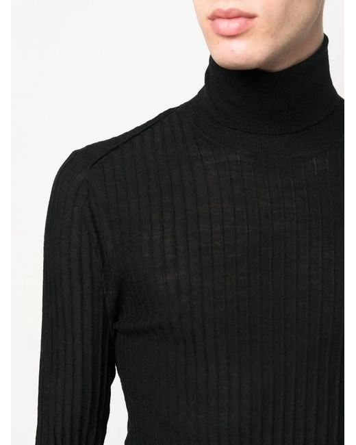Ballantyne Black Ribbed-Knit Roll Neck Sweater for men