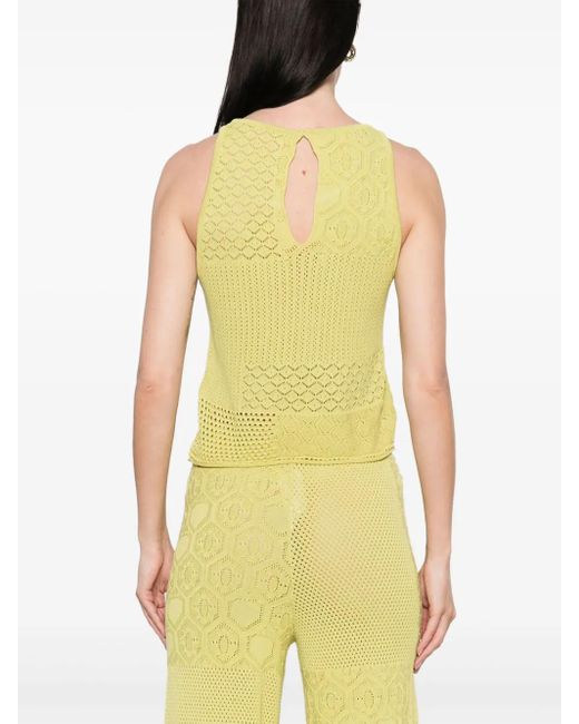 Akep Yellow Gestricktes Oberteil Mit Spitzenstich