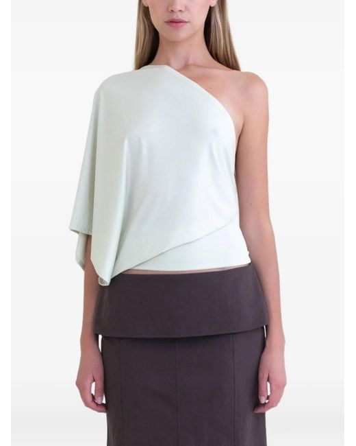 Belle Anna White Arden Asymmetric Draped Top