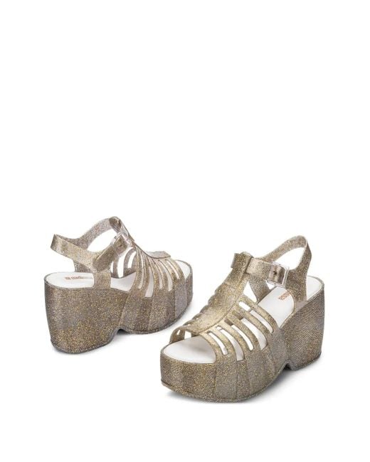 Melissa Natural 100Mm Glitter Platform Sandals