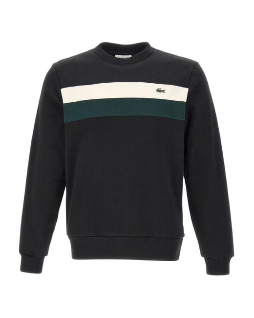 Felpa A Girocollo Con Design Color-Block di Lacoste in Black da Uomo