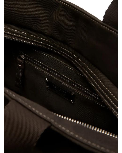 The Row Black Contrast-Stitching Tote Bag