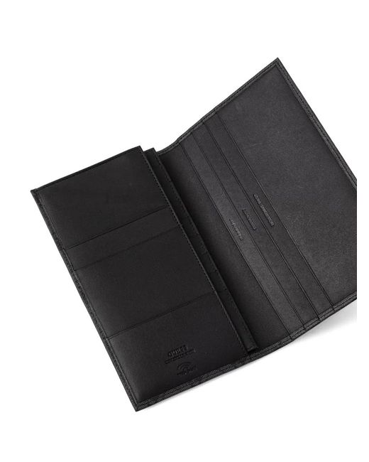 Guess Black Monogram-Pattern Logo-Plaque Leather Passport Holder for men