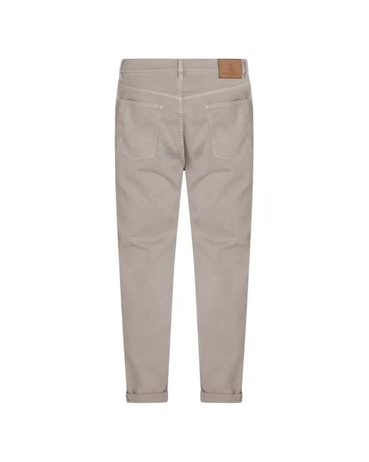 Brunello Cucinelli Gray Logo-Patch Jeans for men