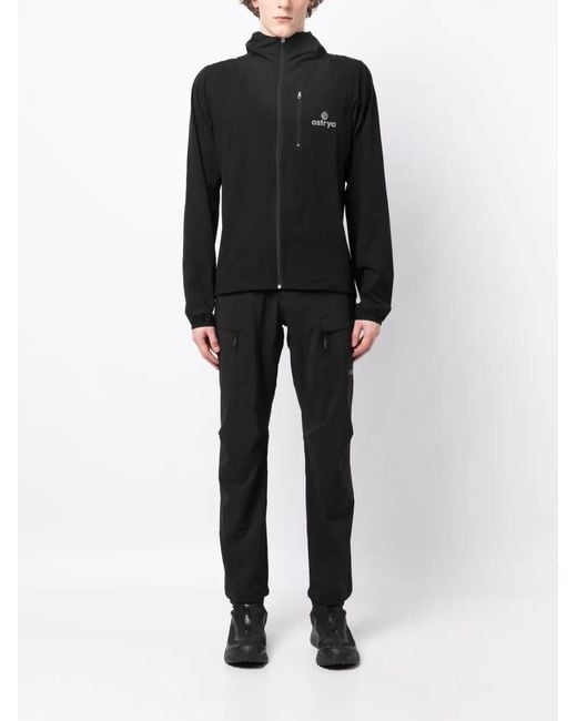 Ostrya Black Logo-Print Hooded Jacket for men