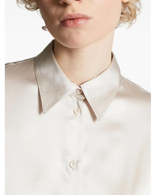 Peserico White Satin Wide-Cuff Shirt