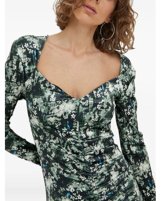 Day Birger et Mikkelsen Green Ruched Long-Sleeve Dress