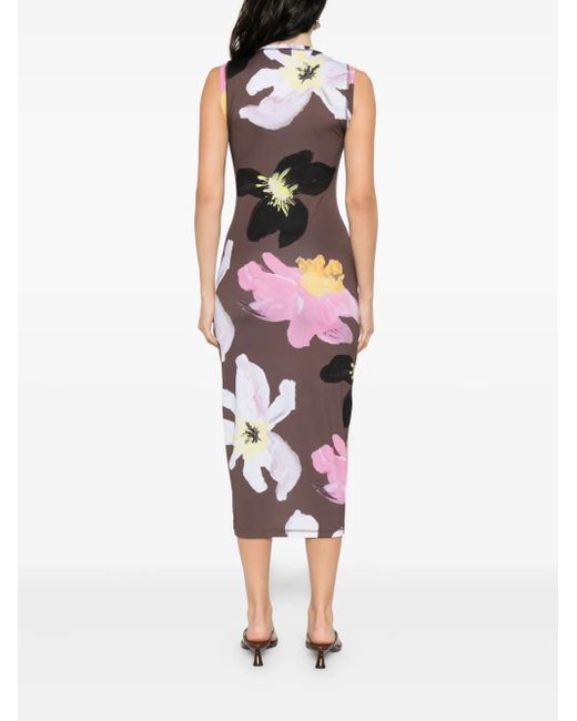Stine Goya White Floral-Print Sleeveless Dress