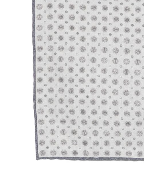 Eleventy Gray Geometric-Pattern Pocket Square for men