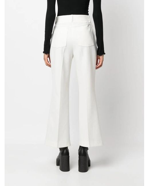Stella McCartney White Kick-Flare Cropped Trousers