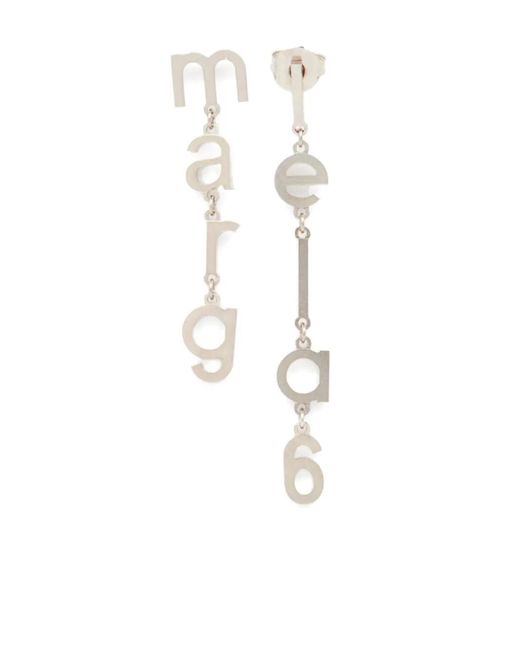 MM6 by Maison Margiela White Letter Logo Earrings