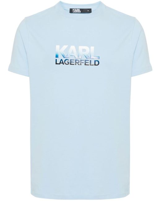 Karl Lagerfeld Blue 3d Logo-detail T-shirt for men